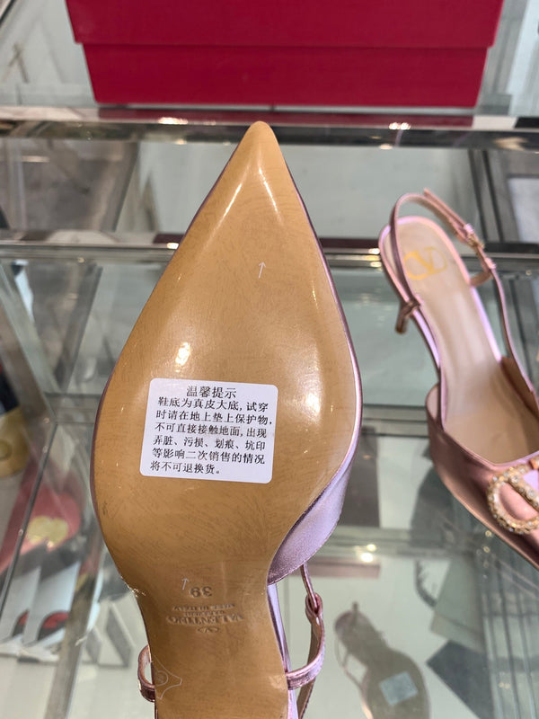 VT 25 Slingback con tacco alto in pelle di vacchetta viola media 292340