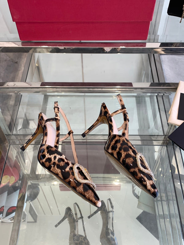 VT 25 High Heels Slingbacks Leopard Pattern Cowhide 292348