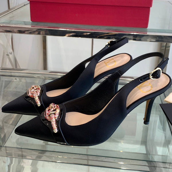 VT 25 High Heels Slingbacks Black Cowhide 292350