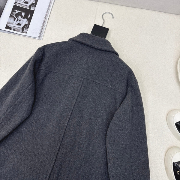 Loewe Logo Embroidered Jacket Gray Polyester Fiber