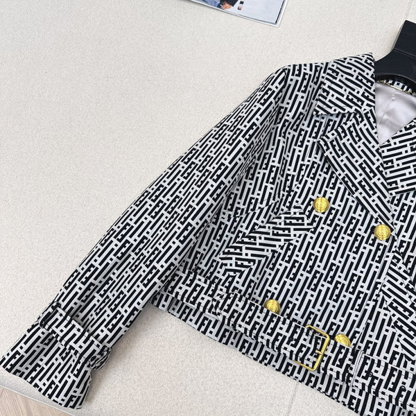 Fendi 25 Windbreaker Jacket Black White Cotton