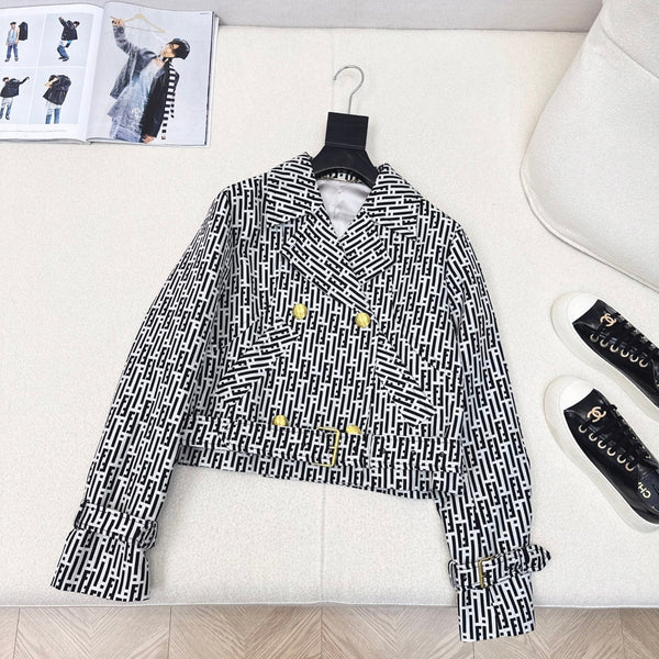 Fendi 25 Windbreaker Jacket Black White Cotton