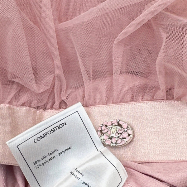 CC 25 Mesh Long Skirt Pink Polyester Fiber