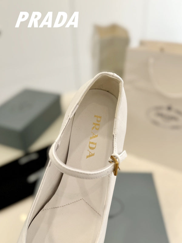 Décolleté Pra Ballerina 40 in pelle di agnello bianca