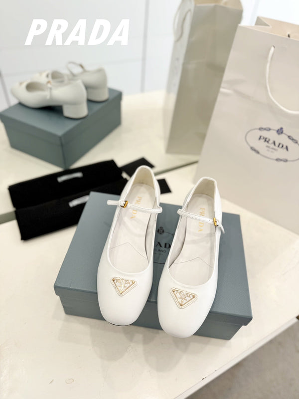 Décolleté Pra Ballerina 40 in pelle di agnello bianca