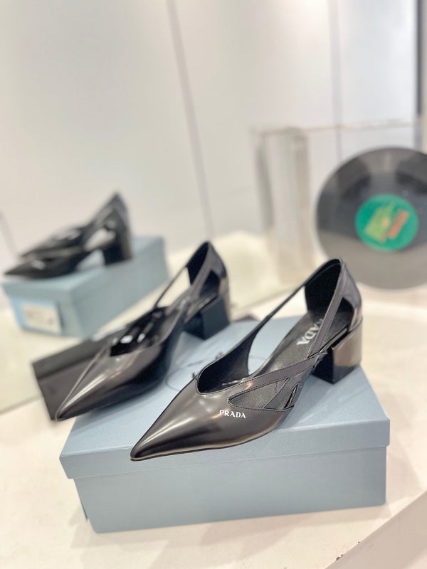 Pra Pumps 50 Square Sole Black Patent Leather