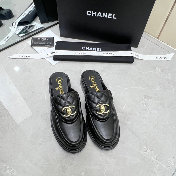 CC Mule Black Quilted Calfskin