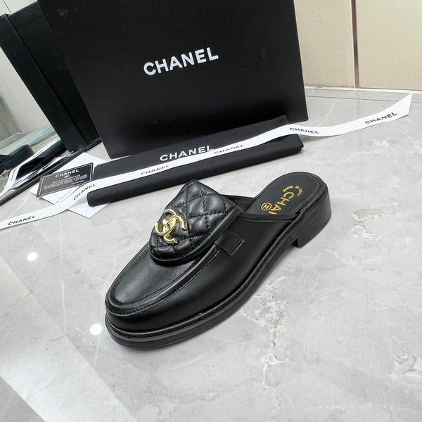 CC Mule Black Quilted Calfskin