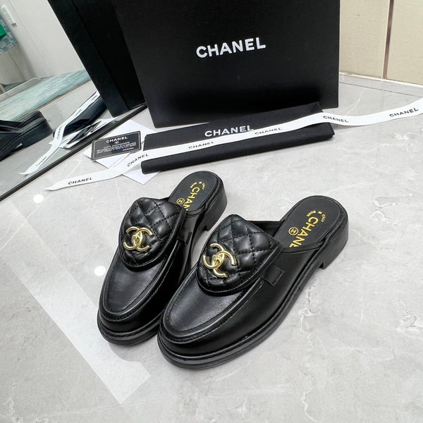 CC Mule Black Quilted Calfskin