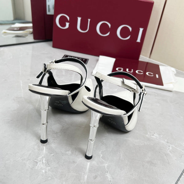 GC 25 Heeled 95mm Slingback Pump White Patent Leather 293867