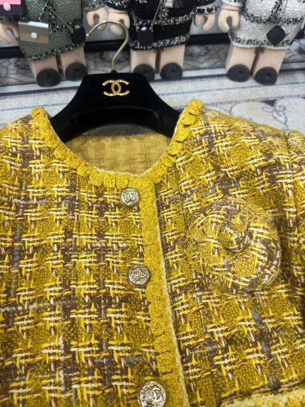 CC Long Coat Dress Yellow Wool Cotton 251966