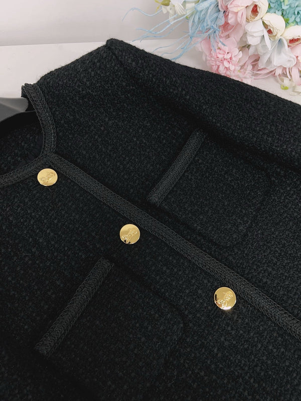 Celine Jacket Black Gold Wool Cotton 290442