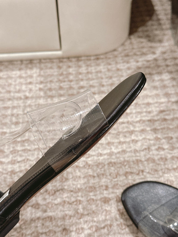 SANDALO ALAIA IN VITELLO NERO E FILM CON CRISTALLO