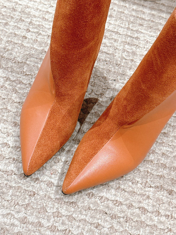 Stivaletti HM 60mm Marrone Arancione Pelle di vitello e camoscio 972381