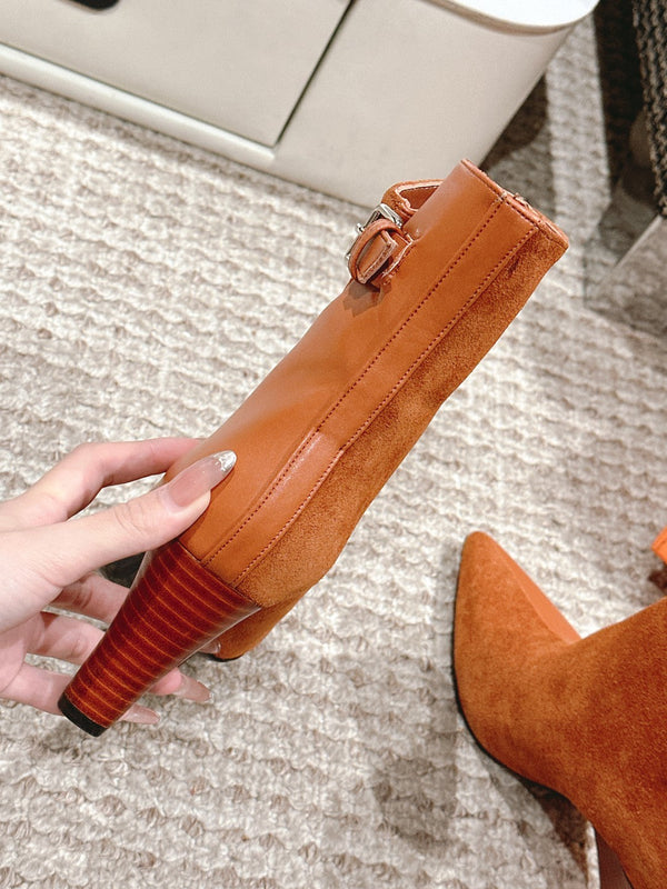 Stivaletti HM 60mm Marrone Arancione Pelle di vitello e camoscio 972381