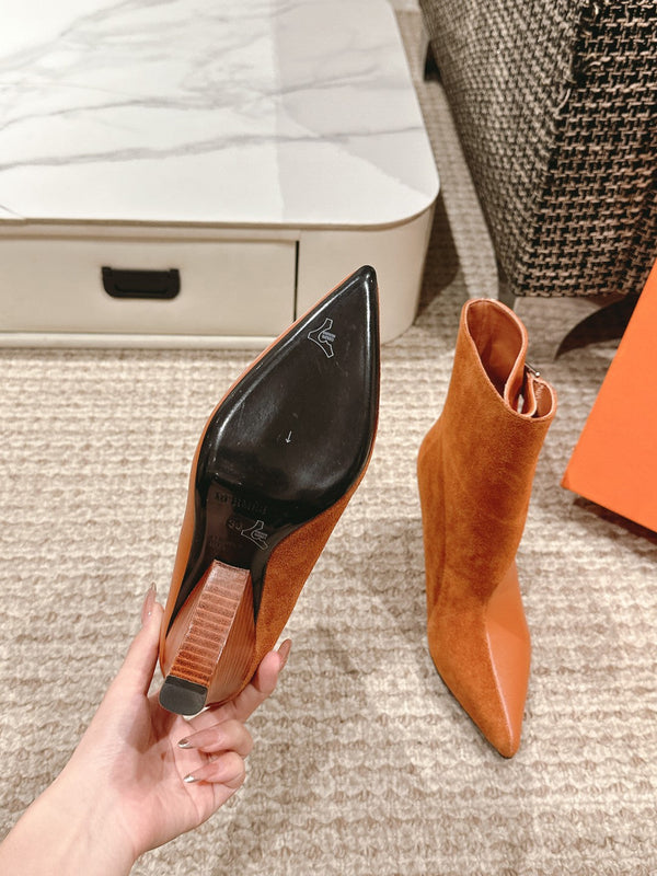 Stivaletti HM 60mm Marrone Arancione Pelle di vitello e camoscio 972381