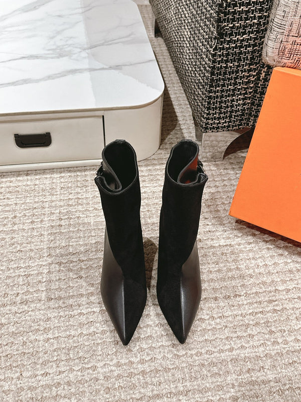 Stivaletti HM 60mm in pelle di vitello e camoscio neri 972382