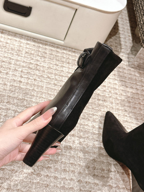 Stivaletti HM 60mm in pelle di vitello e camoscio neri 972382