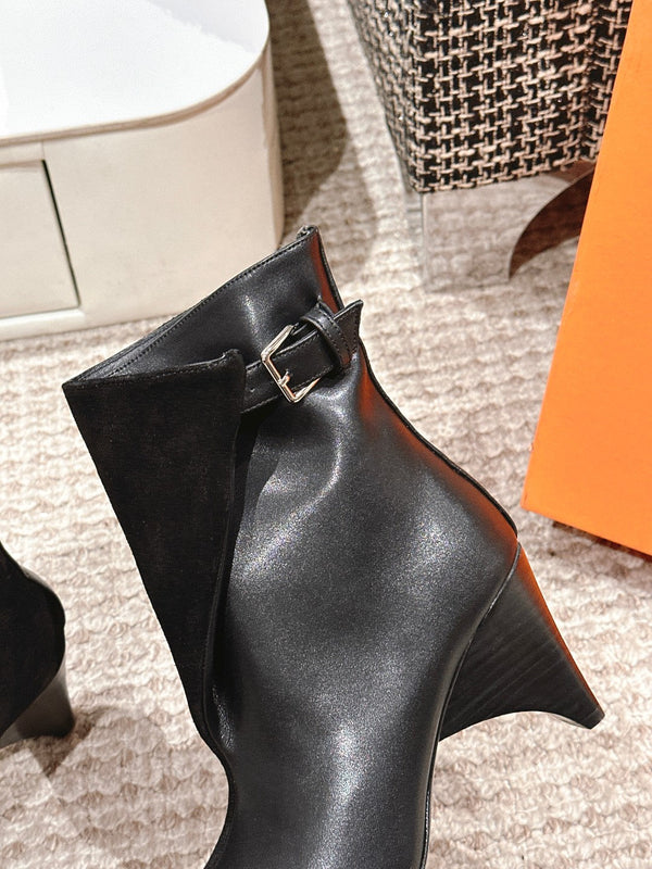 Stivaletti HM 60mm in pelle di vitello e camoscio neri 972382