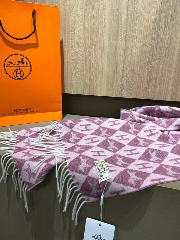 Scarf Cashmere 180 CM In Purple Pink Fine Wool  290423