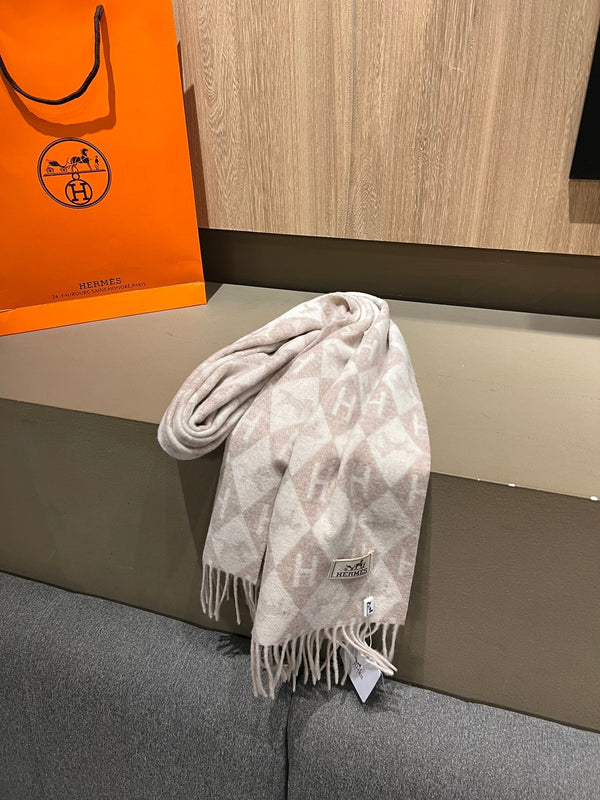 Scarf Cashmere 180 CM In Light Beige Mix Light Brown Fine Wool 290426