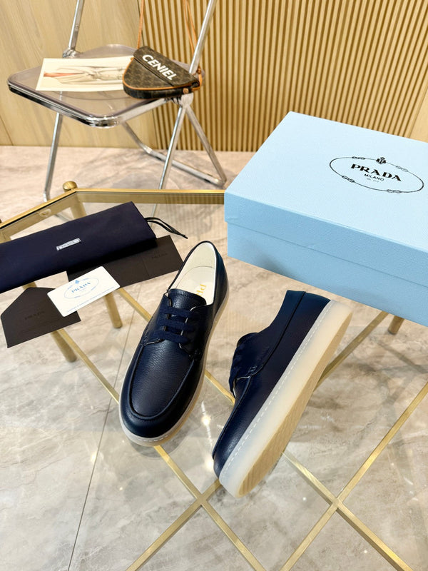 PRA LACE-UP SHOES NAVY BLUE CALFSKIN