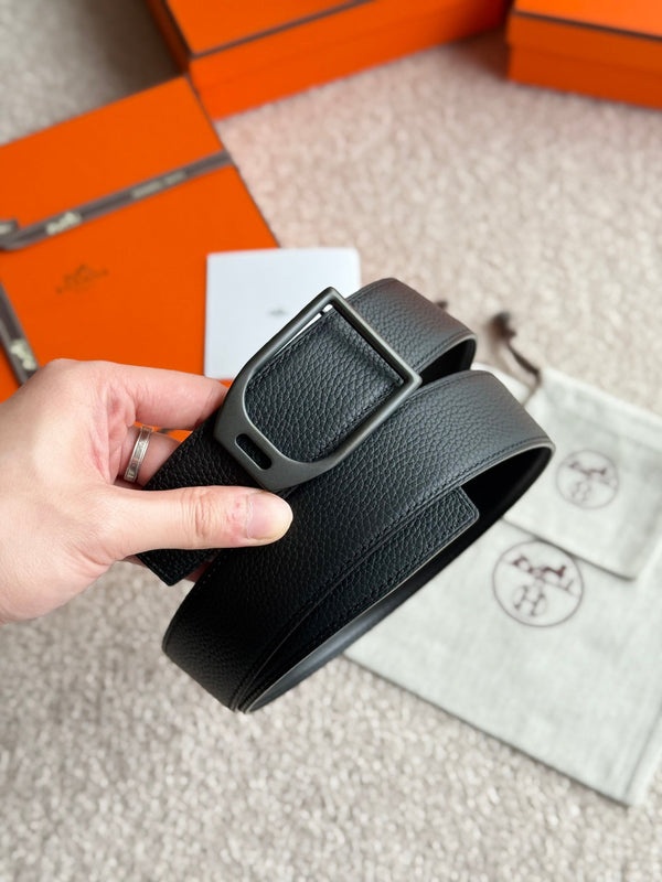 HM Jockey Buckle Belt 38mm Black Calfskin 187512