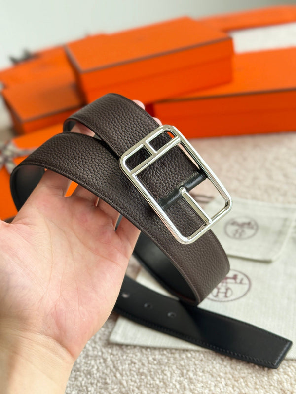 HM Half Cod Reversible 38mm Belt Black Chocolate Leather 188091