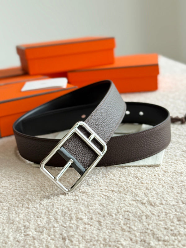HM Half Cod Reversible 38mm Belt Black Chocolate Leather 188091