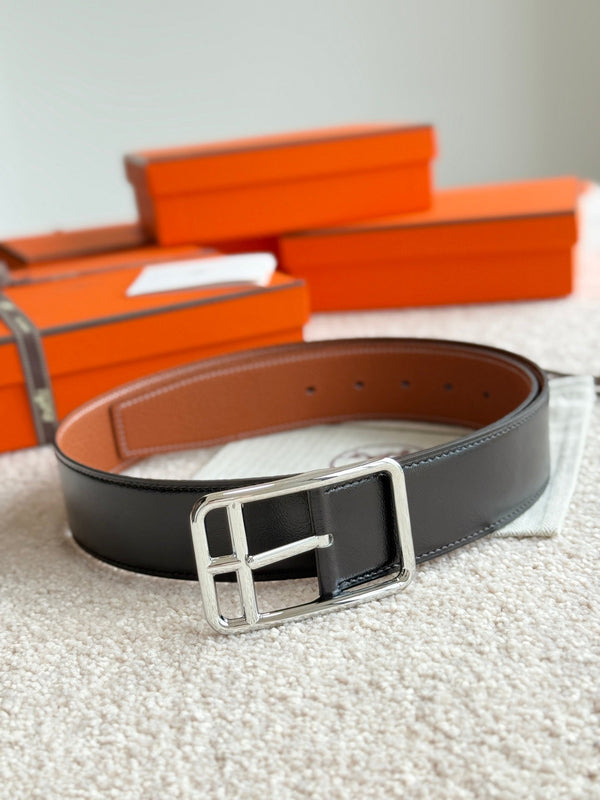 HM Half Cod Reversible 38mm Belt Black Brown Leather 188092