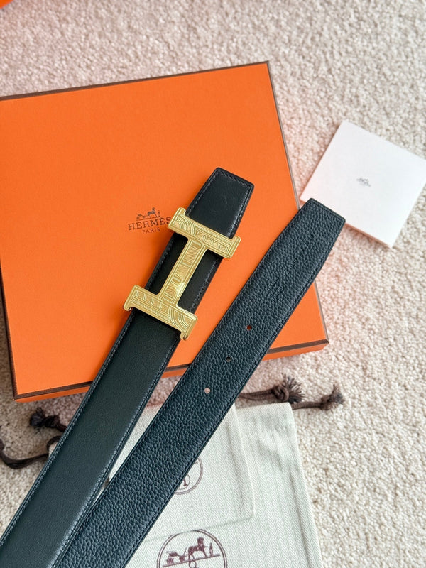 HM Gold Constance Touareg 38mm Belt Black Leather 188432