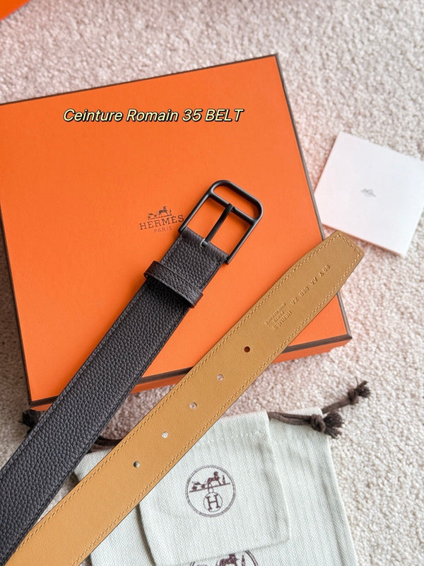 HM 35mm Romain Belt Brown Chocolate Leather 188397