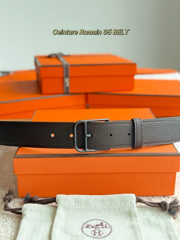 HM 35mm Romain Belt Brown Chocolate Leather 188397