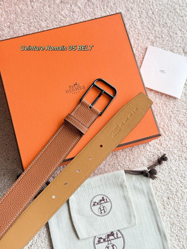 HM 35mm Romain Belt Brown Leather 188395