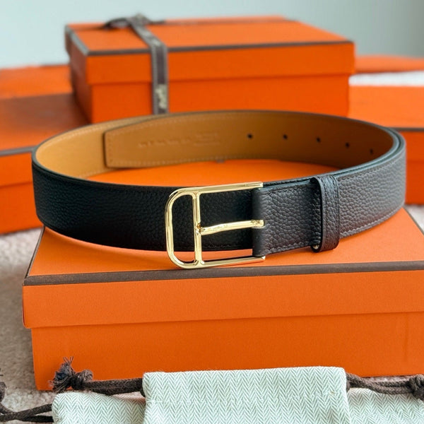 HM Gold 35mm Romain Belt Brown Chocolate Leather 188392