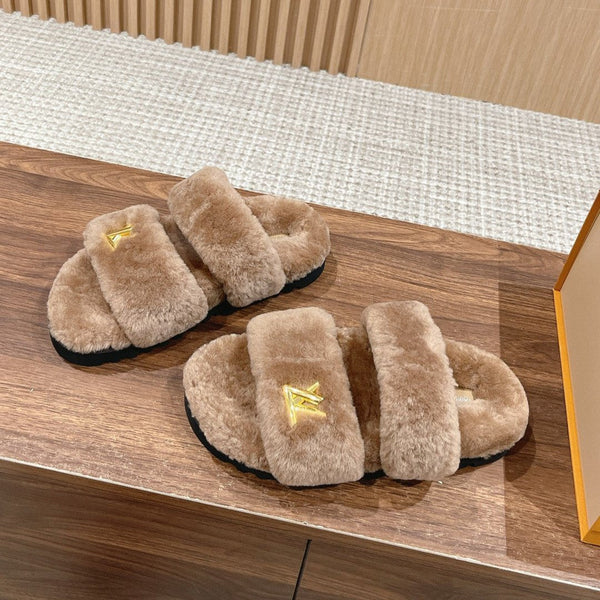 LV Sunset Flat Comfort Mule in lana marrone latte