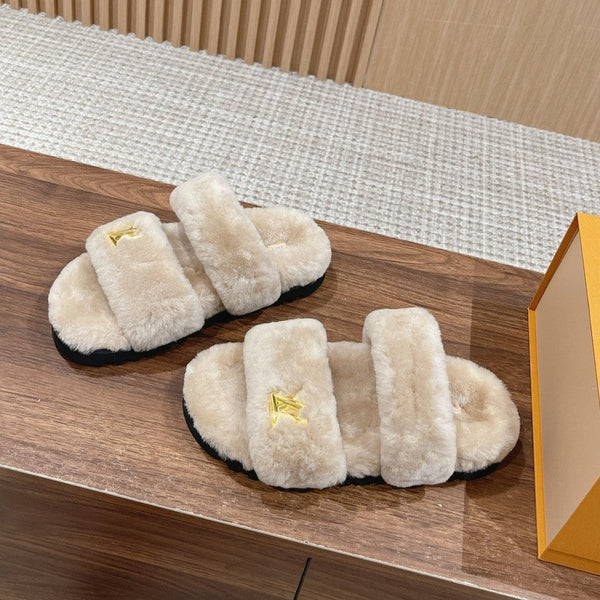 LV Sunset Flat Comfort Mule Light Brown Wool