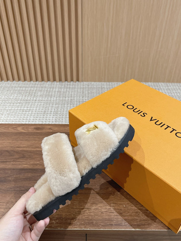 LV Sunset Flat Comfort Mule Light Brown Wool