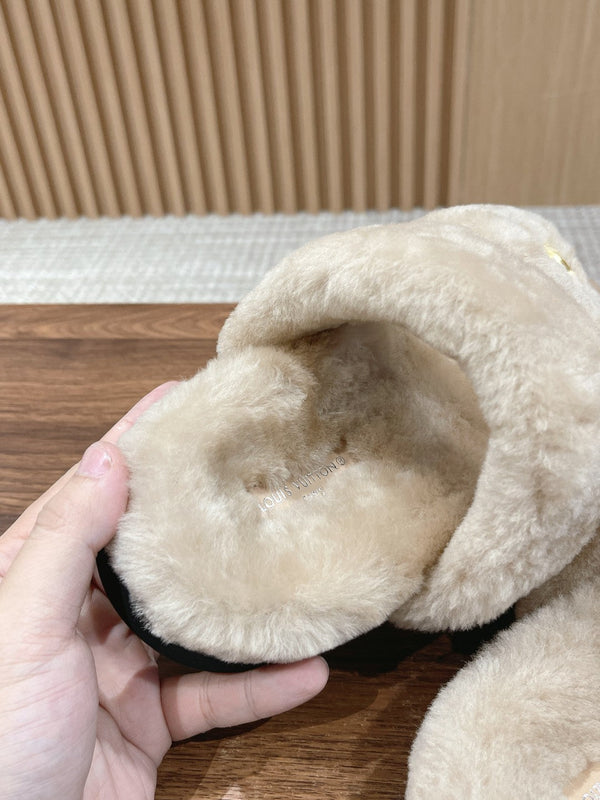 LV Sunset Flat Comfort Mule Light Brown Wool