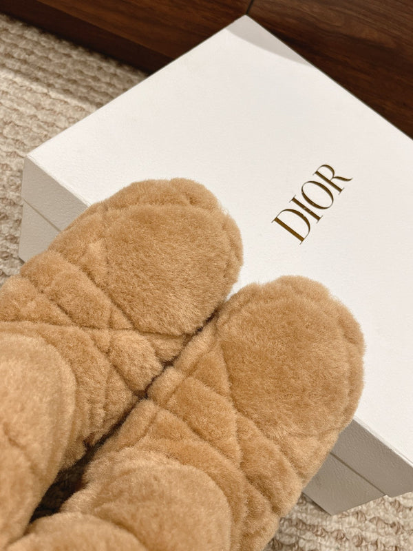 CD Ankle Boots Beige Fleece And Windbreaker Fabric