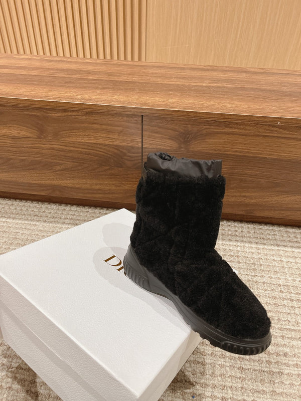 CD Ankle Boots Black Fleece And Windbreaker Fabric