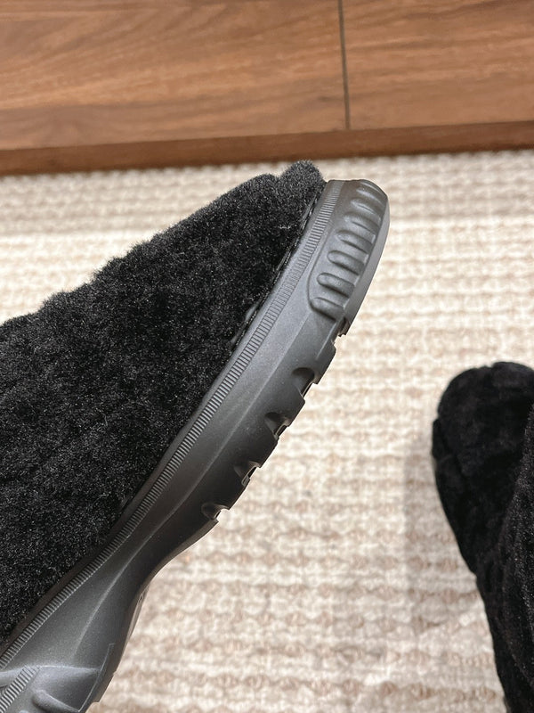 CD Ankle Boots Black Fleece And Windbreaker Fabric