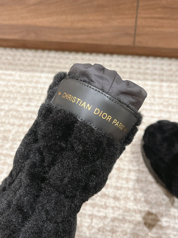 CD Ankle Boots Black Fleece And Windbreaker Fabric