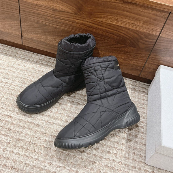 CD Ankle Boots Black Quilted Windbreaker Fabric And Fleece