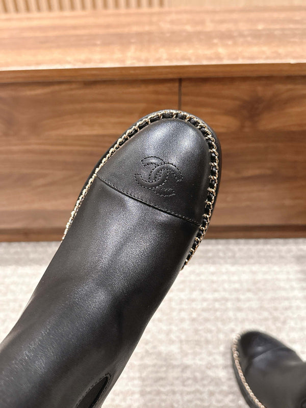 CC 25 Chelsea High Boots With Chain 85mm Black Calfskin 428221