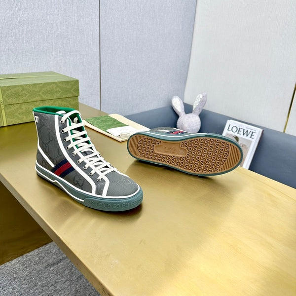 GG TENNIS 1977 HIGH-TOP TRAINER IN TELA GRIGIO CHIARO