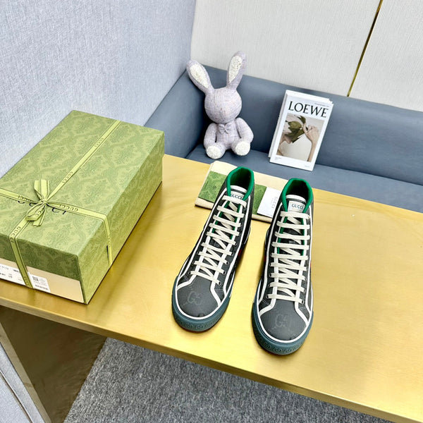 GG TENNIS 1977 HIGH-TOP TRAINER IN TELA GRIGIO CHIARO