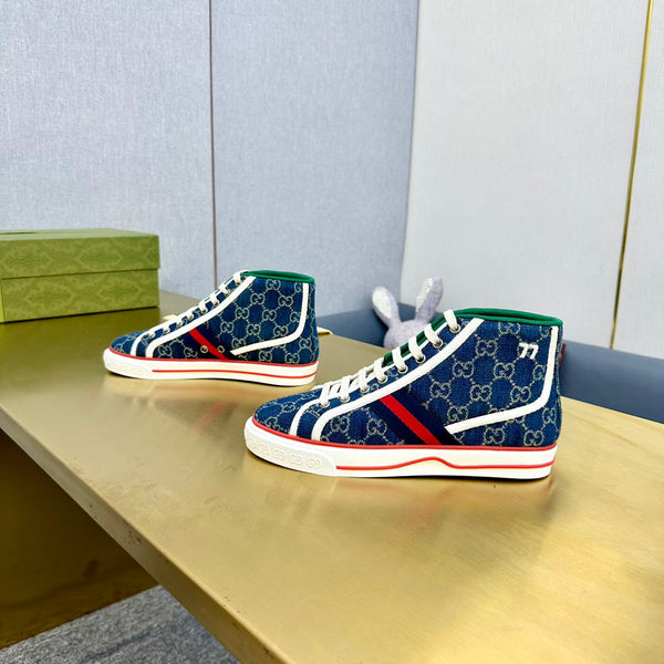 GG TENNIS 1977 HIGH-TOP TRAINER IN TELA INDIGO