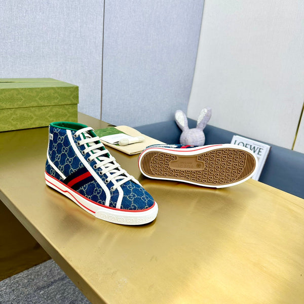 GG TENNIS 1977 HIGH-TOP TRAINER IN TELA INDIGO