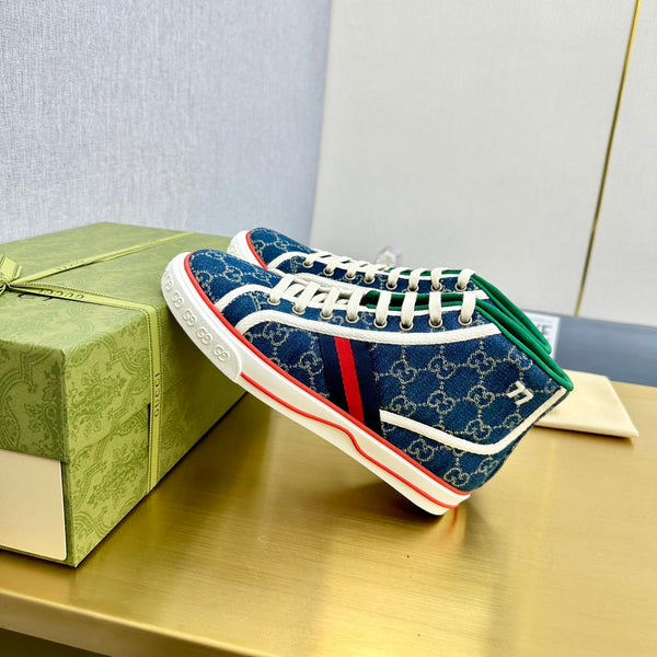 GG TENNIS 1977 HIGH-TOP TRAINER IN TELA INDIGO